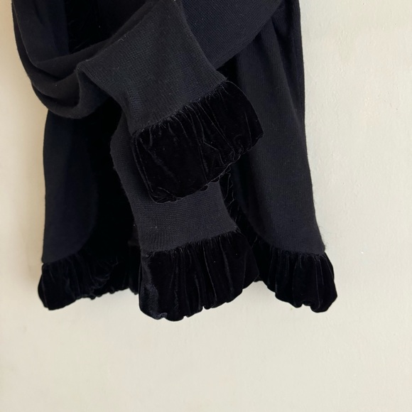 INC International Concepts Cardigan Women Sz L Black Silk Angora Velvet Trim Y2K - Picture 5 of 7